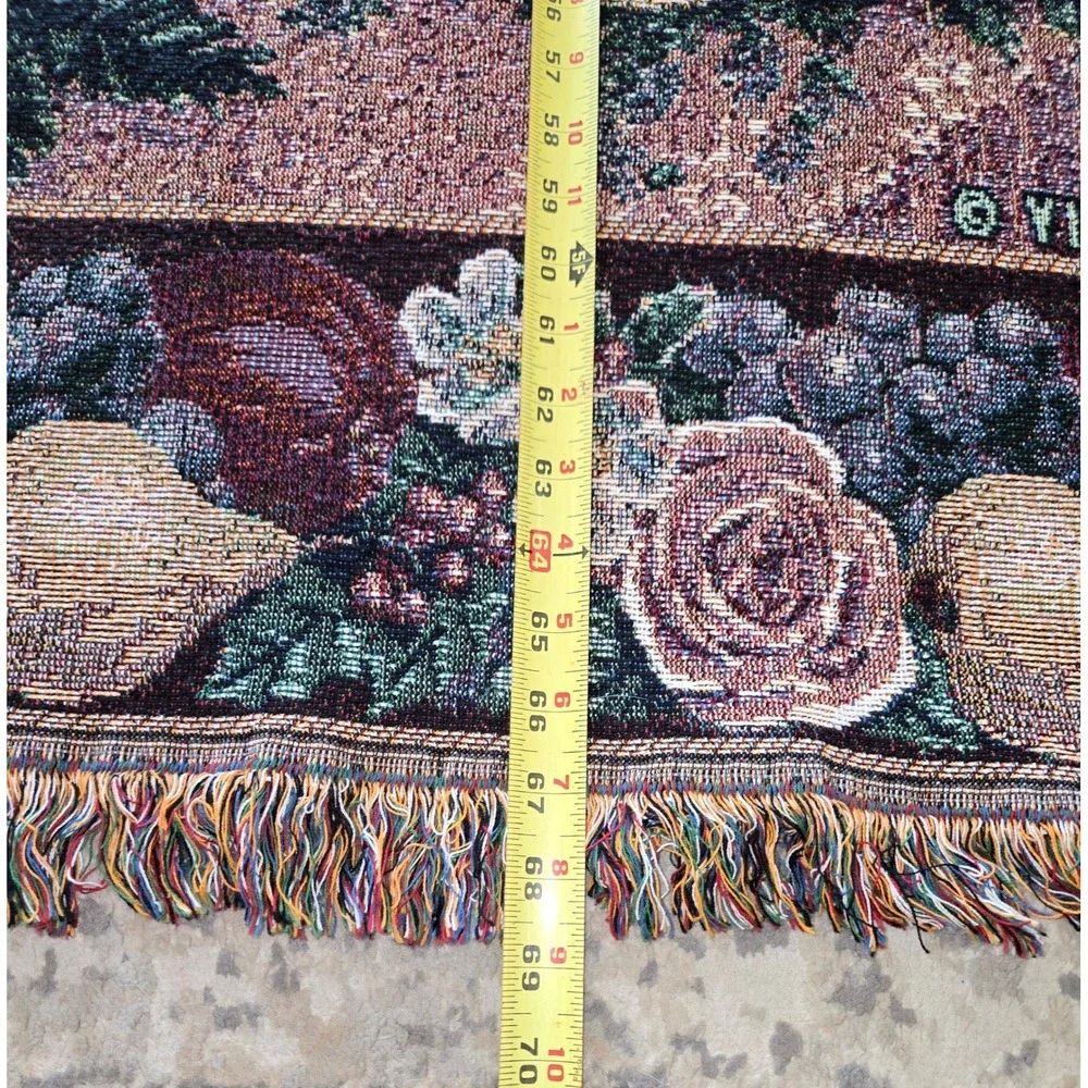 Vicky Howard Christmas Tree Tapestry Throw Blanket Peace on Earth Woven Fringe